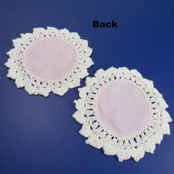 Battenberg Pink & White (2) Circular Coaster Lace - Picture 2 of 7